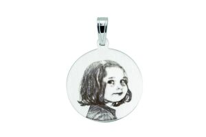 Pendant with photo-engraving, round
