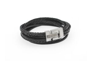 Bracelet leather with steel lock