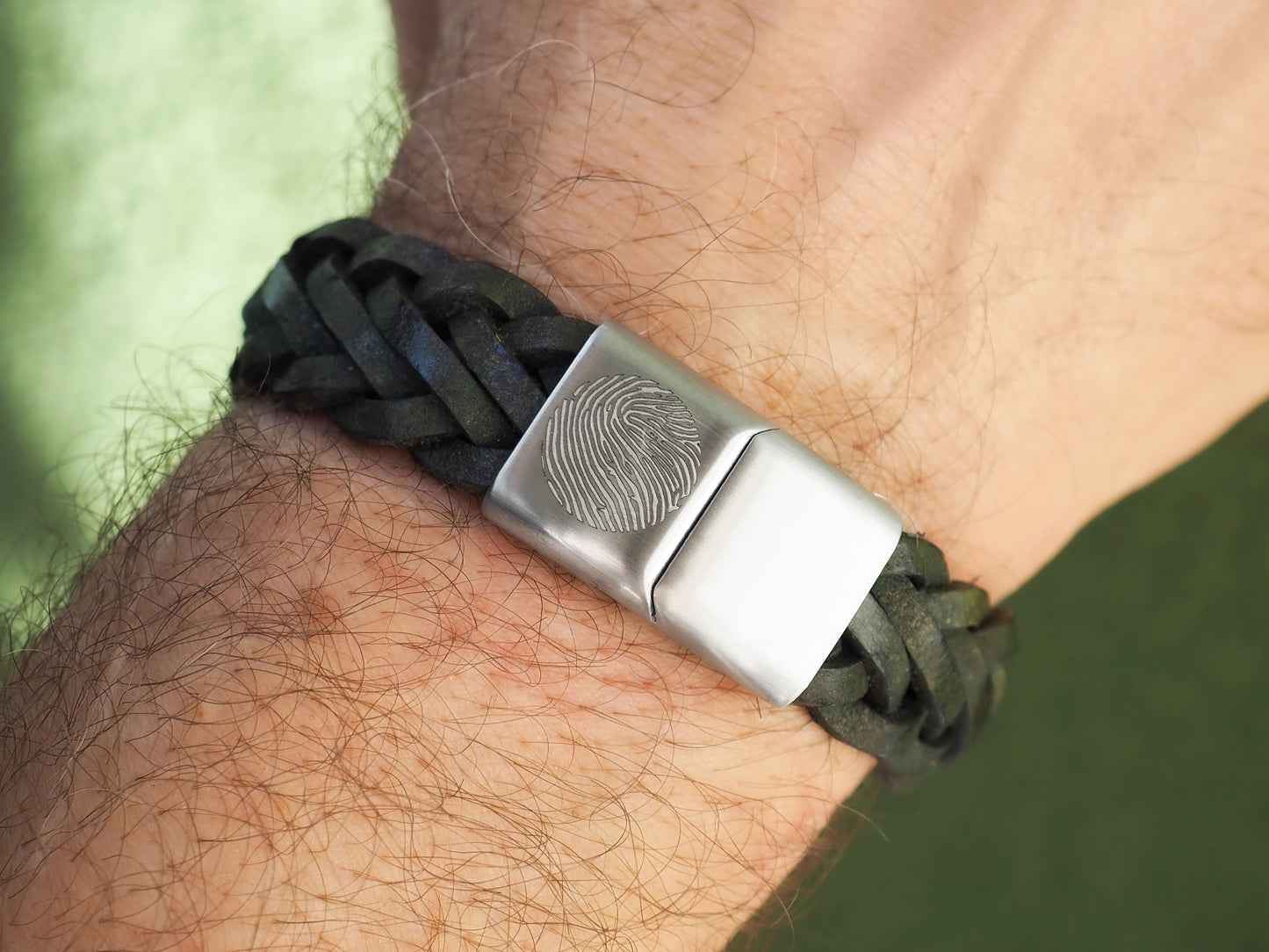 Lederarmband breit geflochen