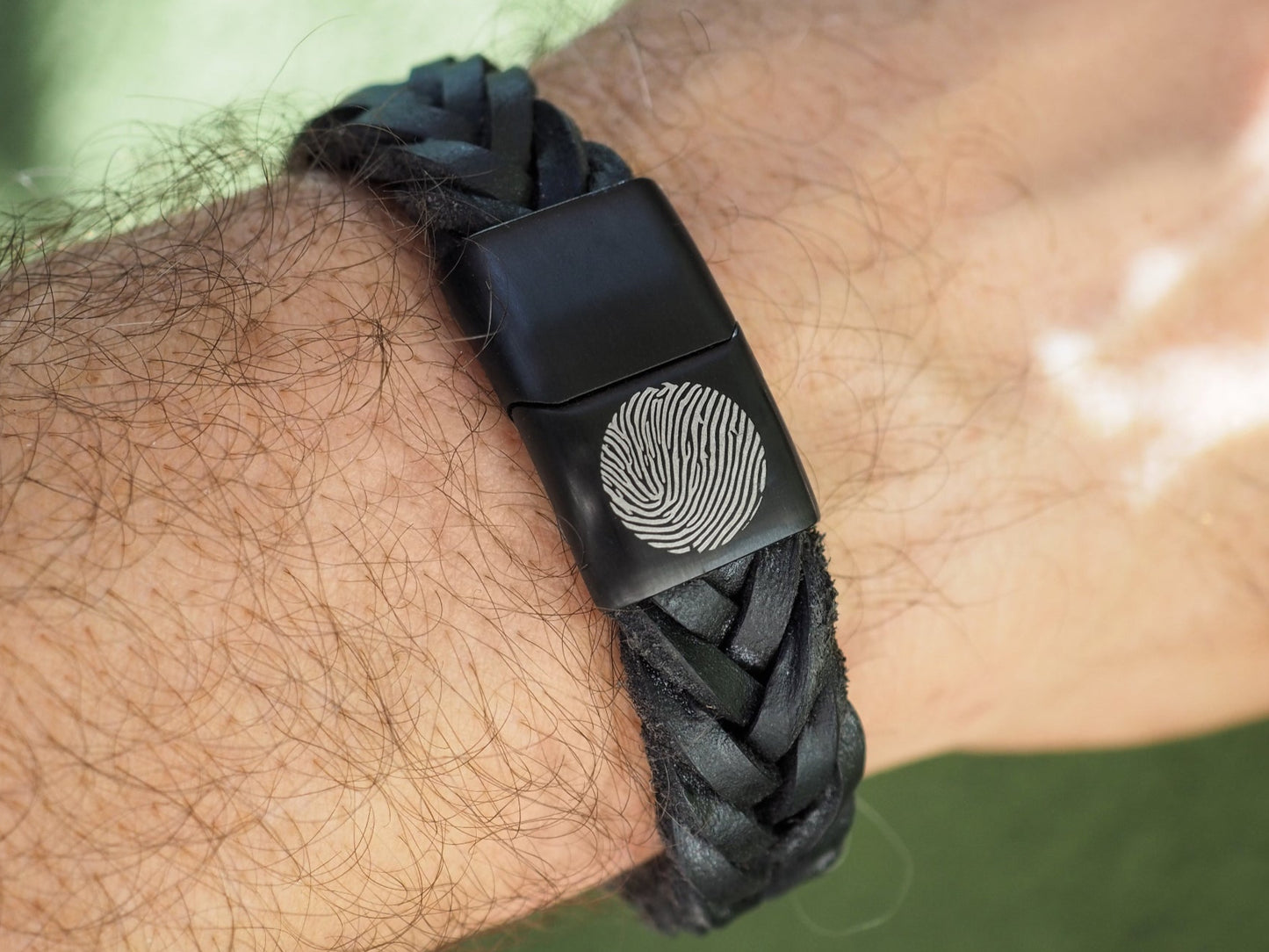 Lederarmband breit geflochen