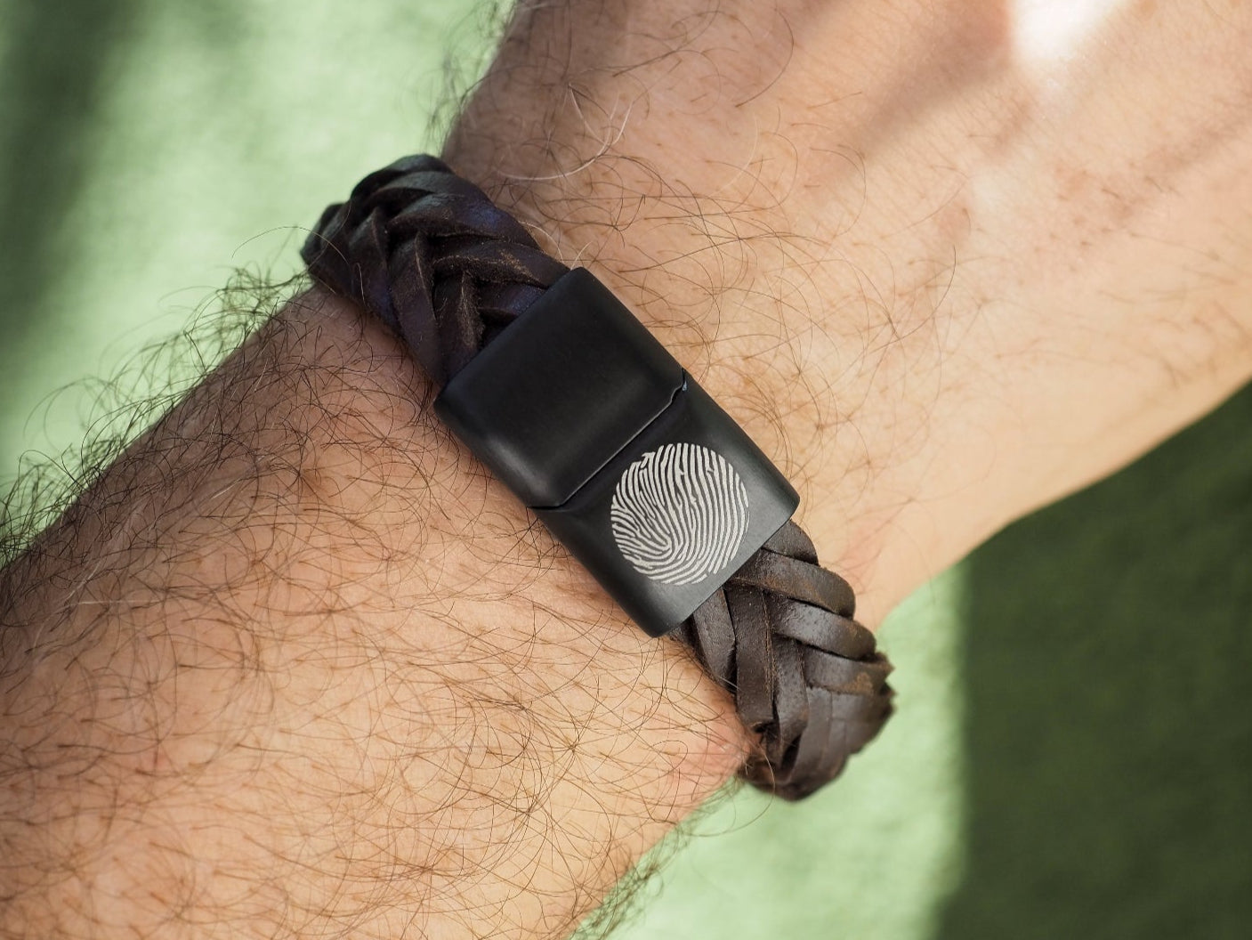 Lederarmband breit geflochen