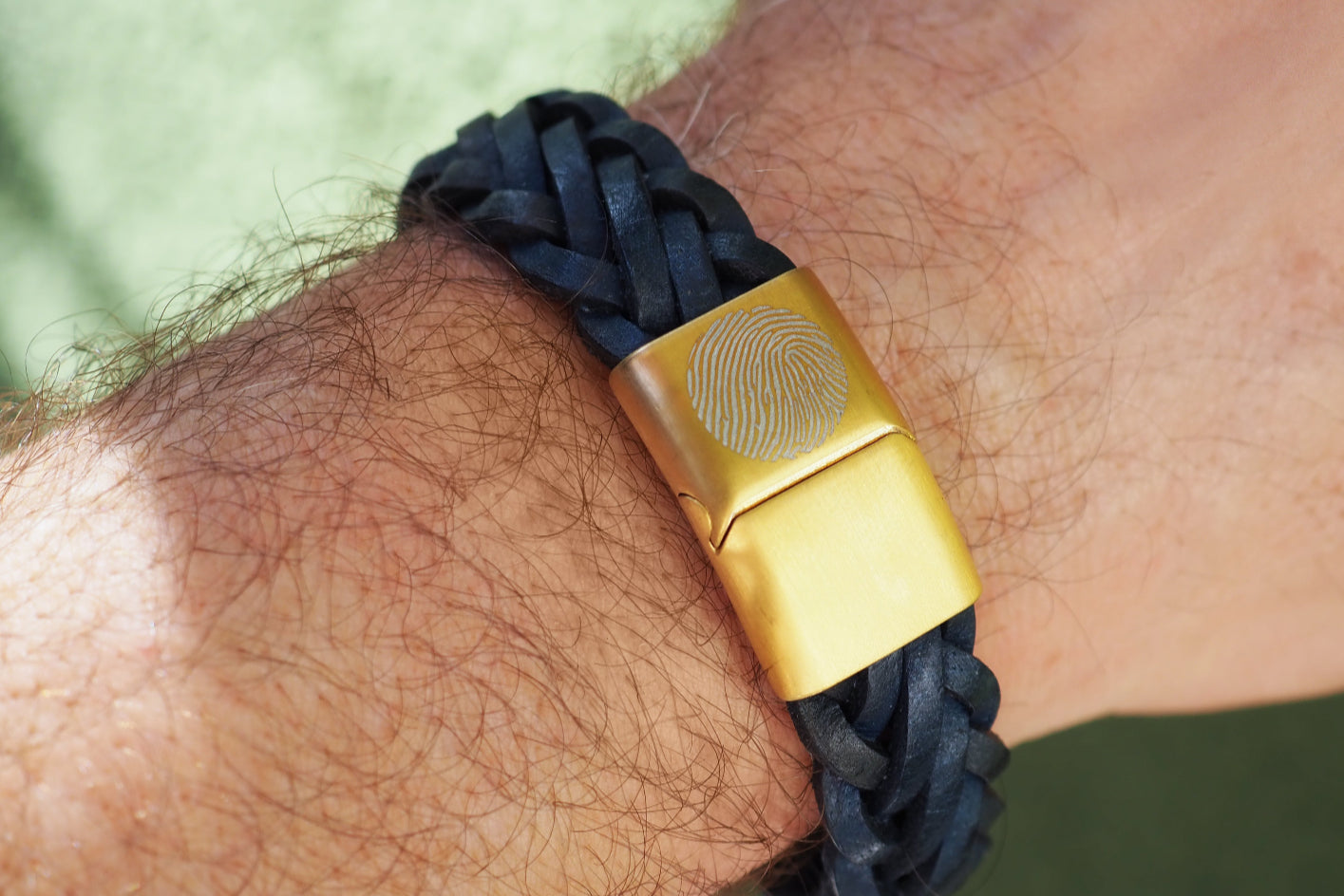 Lederarmband breit geflochen