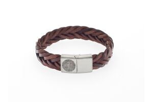 Armband bruin leer met stalen slot