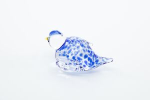 Glazen vogel spikkels - met kuifje blauw