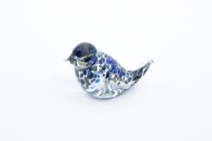 Glazen vogel  Spikkels-  Blauw