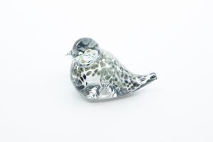 Glazen vogel  Spikkels-  Licht blauw