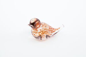 Glazen vogel  Spikkels-  Oranje