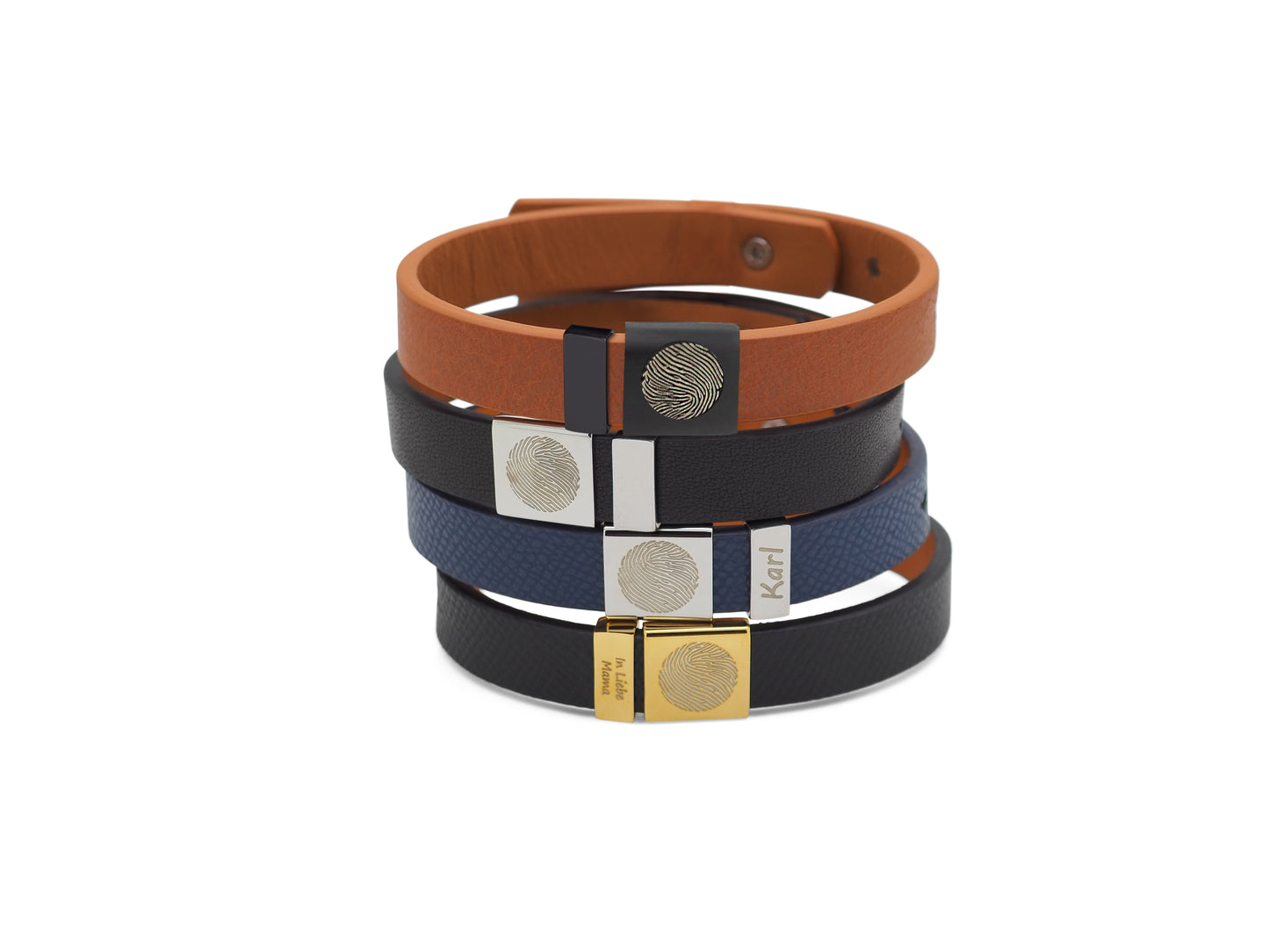 Lederarmband mit 2x Edelstahlcharms